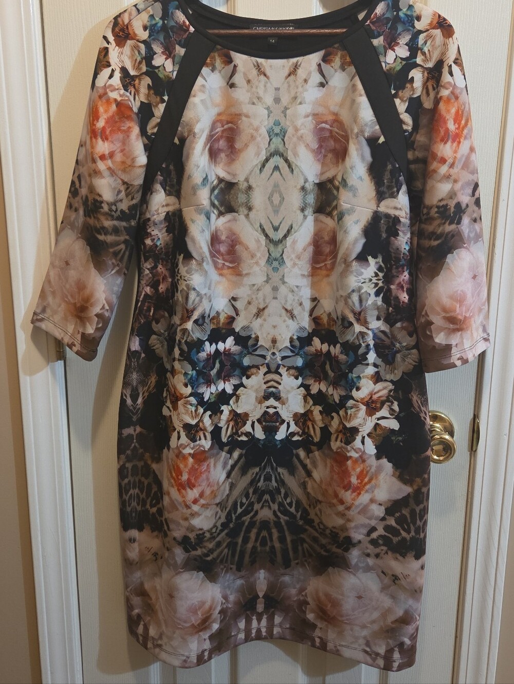 Chris McLaughlin Pullover Sheath Stretch 3/4 Length Sleeve Dress Women's Size 14